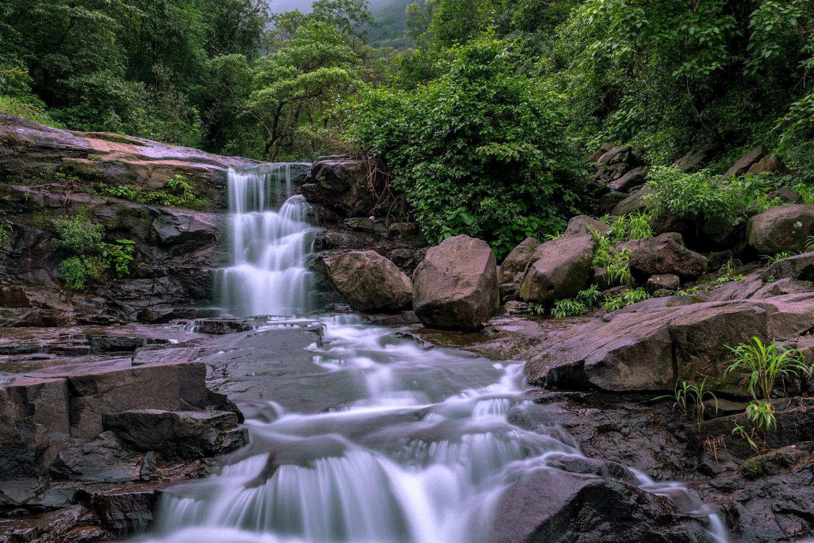 Waterfall in full monsoon flow at Malshej Ghat